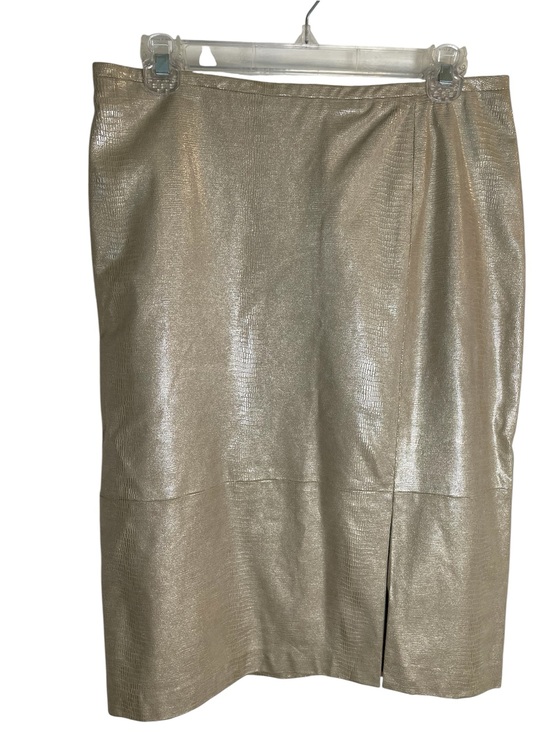Linda Allard Ellen Tracy Dresses & Skirts - Linda Allard Ellen Tracy Gold Snake Skin Print Leather Pencil Skirt Size 8